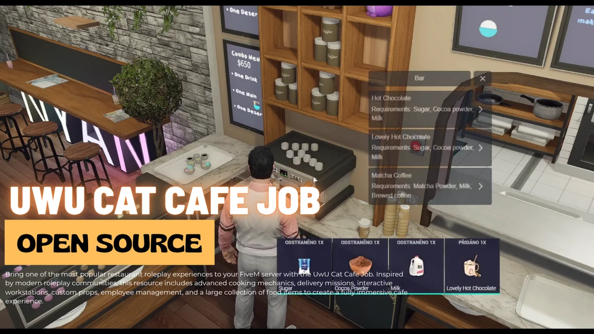 UwU Cat Cafe Job FiveM | Open Source Restaurant & Cafe Management System